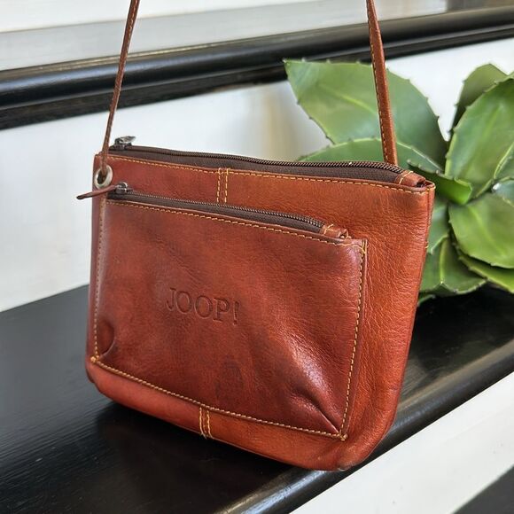 Joop vintage genuine leather crossbody minimalist shoulder handbag purse - Picture 7 of 12